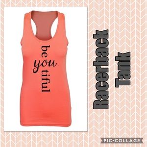 Beautiful you racerback tank top.  Coral color.